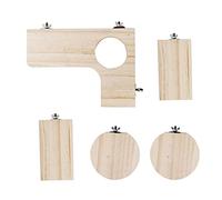 Juego de 5 piezas de madera natural para hámster redondo reenredado, plataforma de pedal en forma de L, plataforma de actividad, hámster de madera natural