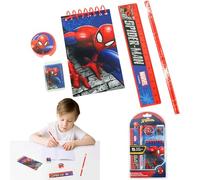 Juego de 5 piezas de papelería escolar de Spiderman para niños, cuaderno A5, borrador, lápiz, regla, sacapuntas, libro de actividades de Marvel Avengers, regalos de papelería para niños, ideal para