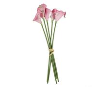 Juego de 5 piezas de ramo de calas artificiales, decoración floral PVE realista para sala de estar, dormitorio o decoración del hogar de boda (rosa)