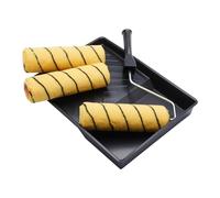 Juego de 5 piezas de rodillo de pintura tejido de pelo medio triple, marco de jaula y bandeja ProDec de 9" x 1,75" para pintar con pinturas de emulsión y mampostería en paredes