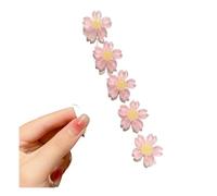 Juego de 5 piezas para mujer, multicolor, flor de cerezo, camelia, bonito clip lateral con flequillo para uso diario (rosa Sakura)