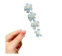 Juego de 5 piezas para mujer, multicolor, flor de cerezo, camelia, bonito clip lateral con flequillo para uso diario (azul Sakura)