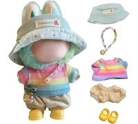 Juego de 5 Piezas Ropa Muñeca for Labubu 17cm - Camiseta, Pantalón, Sombrero, Botella de Deseos, Zapatos - Conjunto y Accesorios (No Doll (Style)