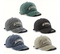 Juego de 5 piezas, Sombreros de suaves estilo europeo y americano, Gorras de béisbol bordadas "LOS ANGELES", Adecuadas para deportes al , Sombreros unisex vintage de moda