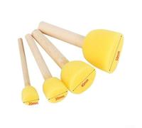 Juego de 5 pinceles redondos de espuma con mango de madera para manchas de aceite, poliuretano, manualidades, pintura artística y lavado de color, suministros para niños (4 piezas)