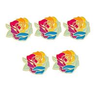 Juego de 5 pines esmaltados de rosa de dibujos animados, broches de aleación coloridos, diseño bonito, 3,2 cm x 2,8 cm, pines florales multicolor vibrantes para chaquetas, bolsos y accesorios