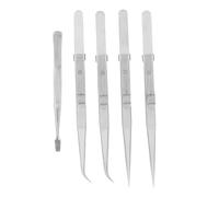 Juego de 5 pinzas de acero inoxidable, antiestáticas, curvadas, rectas, planas, para electrónica, joyería, manualidades, modelos, construcción, soldadura