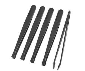 Juego de 5 pinzas de plástico reutilizables de punta plana antiestáticas de 12 cm de longitud, cómodas y atractivas