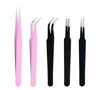 Juego de 5 pinzas, pinzas de perlas de acero inoxidable, juego de pinzas de precisión para hacer joyas, manualidades, reparaciones electrónicas, herramientas de manicura (5 modelos)
