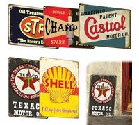Juego de 5 placas de chapa retro para decoración de garaje, 20 x 30 cm, estilo retro, para motocicleta, garaje, decoración de moto, regalo de cumpleaños para hombres