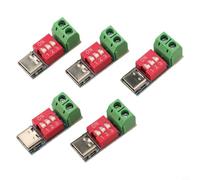 Juego de 5 placas de disparador USB-C PD de 100 W, voltaje ajustable de 4 V a 22 V a través de interruptor DIP para PD3.0 para protocolos QC3.0 BC1.2, componentes electrónicos de metal y plástico