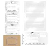 Juego de 5 plantillas de línea recta para diario, sobre, dirección, guía, plantillas, escala, espaciado, líneas, dibujo, tarjetas, papel, diario, letras, escritura, 11.41 x 8.26 pulgadas