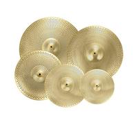 Juego de 5 platillos silenciosos de bajo volumen, 35,5 cm, Hi Hat, 40,6 cm, Crash 45,7 cm, Rash 50,8 cm, para práctica de baterista para dormitorio, color amarillo