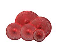 Juego de 5 platillos silenciosos de bajo volumen, 35,5 cm, Hi Hat, 40,6 cm, Crash 45,7 cm, Rash 50,8 cm, para práctica de baterista para dormitorio, color rojo
