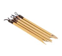 Juego de 5 Plumas de Caligrafía de Bambú Natural, Herramientas de Modelado de Arcilla Polimérica y Cerámica para Práctica de Escritura en Inglés