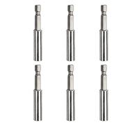 Juego de 5 portapuntas magnéticas con función de cambio rápido, extensión hexagonal, 1/4 pulgadas, acero inoxidable, 60 mm, soporte fuerte para atornillador inalámbrico, accesorios de taller, plata