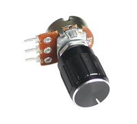 Juego de 5 potenciómetros lineales WH148 de 15mm, 3 pines, 1K, 2K, 5K, 10K, 20K, 50K, 100K, 250K, 1M con tapa de perilla de aleación de aluminio negra, Kit de potenciómetro(1K Ohm)