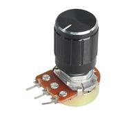 Juego de 5 potenciómetros lineales WH148, eje de 15mm con tapa de perilla de aleación de aluminio negra, 3 pines 1K 2K 5K 10K 20K 50K 100K 250K 500K 1M(5K Ohm)