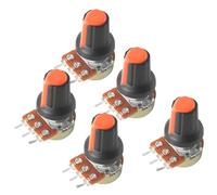 Juego de 5 potenciómetros rotativos lineales WH148 B1K B10K B20K B50K B100K B250K B500K, resistencias variables de 15 mm y 3 pines con perilla naranja AG2.(1M Ohm)