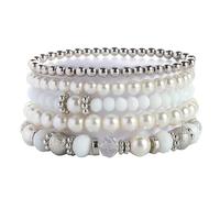 Juego de 5 pulseras elásticas de cuentas de cristal brillantes para personas de moda, paquete de varios estilos, talla única, como se describe