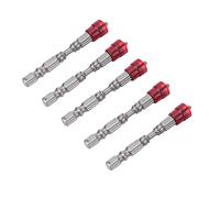 Juego de 5 puntas de destornillador PH2 S2 de acero magnético con cabeza cruzada PH2, vástago de 1/4 pulgadas para tornillos de yeso, broca magnética antideslizante (rojo)