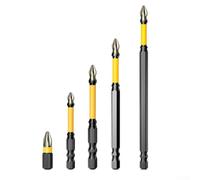 Juego de 5 puntas magnéticas para destornillador Phillips 2 con diseño antideslizante para destornilladores y herramientas de perforación eléctrica, aleación de acero C de 25-150 mm