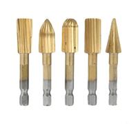 Juego de 5 rebabas de carburo de vástago de 6,35 mm, lima giratoria de acero de alta velocidad para moler y tallar en resina, plástico, porcelana, metales blandos, piedra