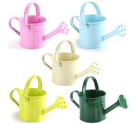 Juego de 5 regaderas para niños, Mini regaderas de Metal con Borde Liso Seguro y Mango cómodo, Maceta pequeña para Plantas de Interior, decoración de jardín (Colores Pastel) - Lata para niños