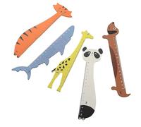 Juego de 5 reglas acrílicas en forma de animal, herramienta de medición, textura acrílica transparente de matemáticas para niños, herramienta educativa, juego de papelería para niños