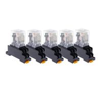 Juego de 5 relés electromagnéticos pequeños MY4NJ, CA/CC, 12 V, 24 V, 36 V, 48 V, 110 V, 220 V y 380 V, 4 NO, 4 NC, carril DIN, base de 14 pines.(AC,380V)