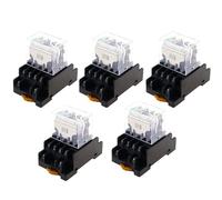 Juego de 5 relés intermedios electromagnéticos pequeños de contacto plateado LY4NJ HH64P CA 220 V 12/24 V 14 pines 4Z con base de zócalo CA 10 A 250 V(DC24V)