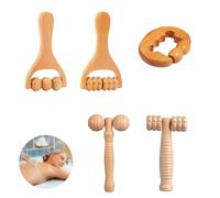 Juego de 5 rodillos de masaje de madera, rodillo muscular profesional, herramientas de masaje manual de madera para alivio de cuerpo completo, espalda, cuello, piernas, celulitis y abdomen