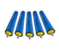 Juego de 5 rodillos transportadores azules de 1 pulgada de diámetro x 11.8 pulgadas de largo, rodillos de repuesto industriales no alimentados para mesas Feng, material plástico, perfecto para