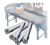 Juego de 5 rodillos transportadores de acero inoxidable de alta resistencia de 50 mm de diámetro, movimiento suave para línea de producción de fábrica, sistema de rodillos por gravedad para un manejo