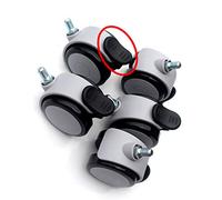 Juego de 5 ruedas para silla de oficina con frenos, ruedas de poliuretano de 2,5", ruedas de repuesto para silla de ordenador, capacidad de 140 kg, protege suelos de madera, rueda doble, con