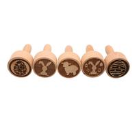 Juego de 5 sellos de masa. Sello de madera, sello infantil, sello de arcilla, sello de pastelería, sello de cerámica, juego de sellos de madera con motivos de Pascua, fabricado en la UE. Dimensiones