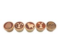 Juego de 5 sellos de masa. Sello de madera, sello infantil, sello de arcilla, sello de pastelería, sello de cerámica, juego de sellos de madera con motivos de Pascua, fabricado en la UE. Dimensiones