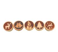Juego de 5 sellos de masa. Sello de madera, sello infantil, sello de arcilla, sello de pastelería, sello de cerámica, juego de sellos de madera con motivos navideños, fabricado en la UE. Dimensiones
