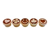 Juego de 5 sellos de masa. Sello de madera, sello infantil, sello de galletas, sello de pastelería, sello de cerámica, sello de madera con motivos de suerte, fabricado en la UE. Dimensiones de un