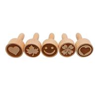 Juego de 5 sellos de masa. Sello de madera, sello infantil, sello de galletas, sello de pastelería, sello de cerámica, sello de madera con motivos de suerte, fabricado en la UE. Dimensiones de un