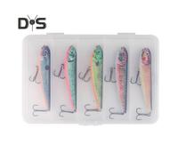 Juego de 5 señuelos de pesca con estampado 3D de 9 cm/9,5 g, con anzuelo triple, cebo flotante realista