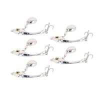 Juego de 5 señuelos Spinnerbait con caja de aparejos, 15 g, acero al carbono, plateado