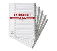Juego de 5 separadores XXL de 20 piezas, extra anchos, de polipropileno, cobertura completa + práctica portada de papel, hojas separadoras extraanchas para la organización de carpetas en la oficina