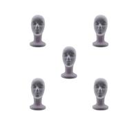 Juego de 5 soportes de cabeza de maniquí, modelo y exhibición de pelo para sombreros de salón, color gris, gris