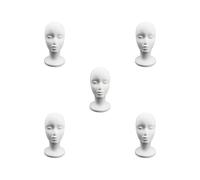 Juego de 5 soportes de cabeza de maniquí para sombreros y sombreros de salón de belleza, color blanco