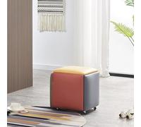 Juego de 5 taburetes apilables otomanos con ruedas, taburetes cuadrados de cuero para dormitorio, sala de estar, comedor, muebles multifuncionales para el hogar y la oficina