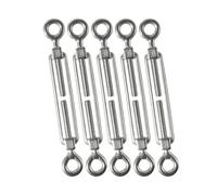 Juego de 5 tensores cable acero inoxidable con gancho y ojo, tensor ajustable for jardín M4 M5 M6 M8 Para Vallas De Jardín Y Soporte(Silver 3,M5)