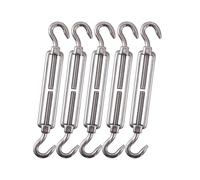 Juego de 5 tensores cable acero inoxidable con gancho y ojo, tensor ajustable for jardín M4 M5 M6 M8 Para Vallas De Jardín Y Soporte(Silver 2,M6)