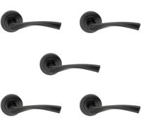 Juego de 5 tiradores de puerta, modelo Ola negro, para puertas interiores.