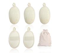 Juego de 5 toallas de baño de luffa, discos de lufa beige, 1 bolsa de almacenamiento, esponja de baño para adultos, esponja de lufa para lavar la cara, esponja de baño exfoliante